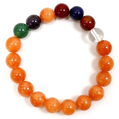 3 Pulseras Chakras con jade naranja