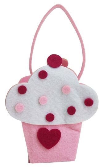 10 Sachets en feutrine - cupcake et coeur 2