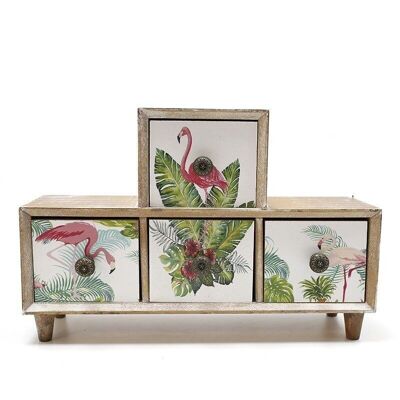 Mueble 4 cajones flamencos 9x20x30cm