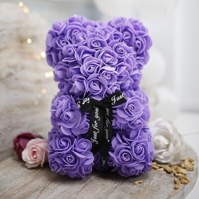 Oso decorativo rosas 25cm - lavanda