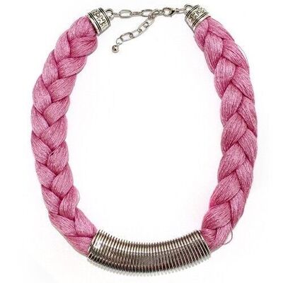 3 Collares trenzado Griego - rosa, azul y lila