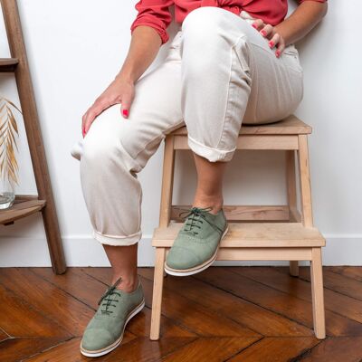 Miss Kiwi - Khaki Leather Derbies