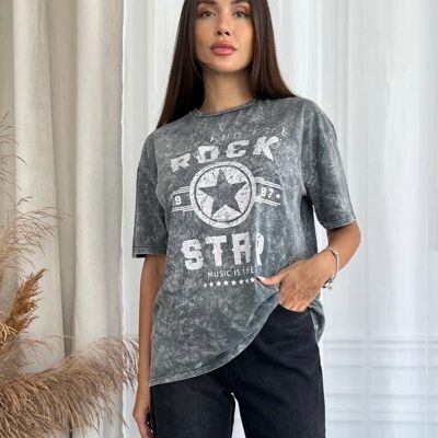 T-shirt with ANTHRACITE print - YOUNES
