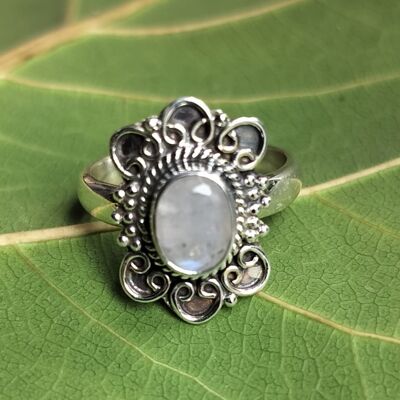 Best Quality Rainbow Moonstone  Handmade 925 Sterling Silver Ring