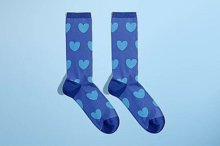 Calcetines Love Glitter - Los Inseparables - Corazón Azul con Glitter 36/40