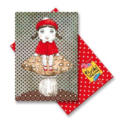 Girl and mushroom notebook, 120 white pages