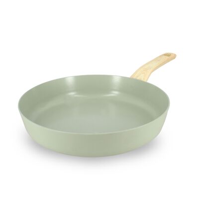 Celadon frying pan 28cm in aluminum induction wood effect handle