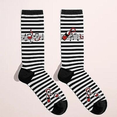 Striped music socks In Red and Black! 36/40