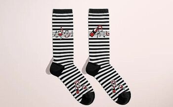 Chaussettes musique rayées En Rouge et Noir !