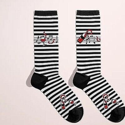 Striped music socks In Red and Black! 36/40
