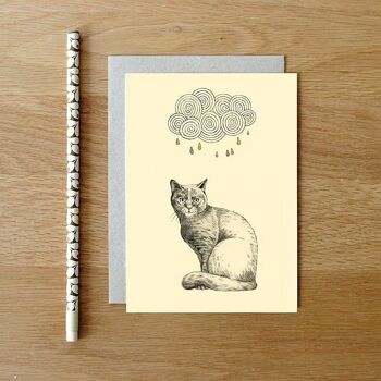 Carte postale Chat et nuage + enveloppe 4
