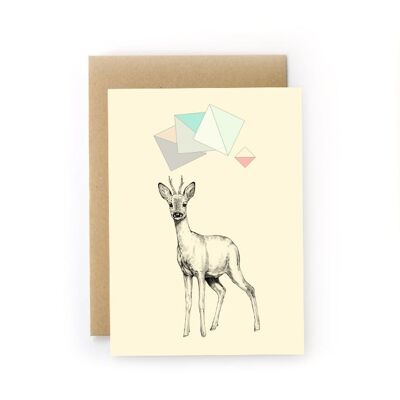 Deer postcard + envelope