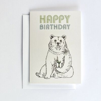 Double postcard Happy Birthday Bear