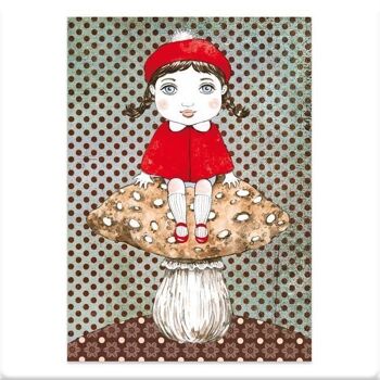 Carte postale fille au champignon 1