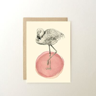 Flamingo-Postkarte + Umschlag