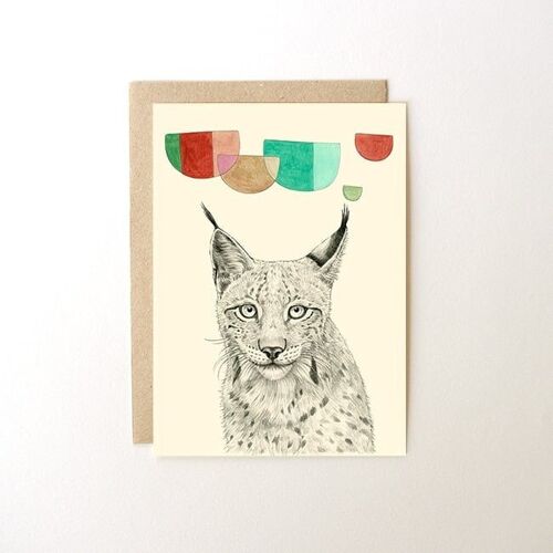Carte postale Lynx + enveloppe