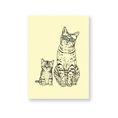 Mama und Kätzchen Postkarte