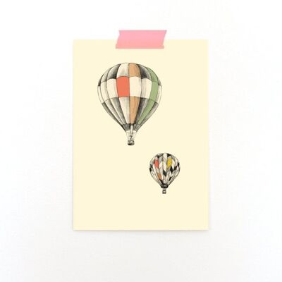 Einfache Postkarte mit Heißluftballons