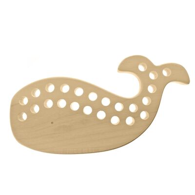 Baleine / Jouet de laçage en bois d’érable
 / Maple lacing toy. Whale