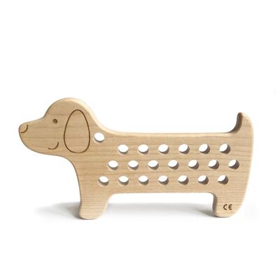 Chien/ Jouet de laçage en bois d’érable
 / Maple lacing toy. Rex the Dog