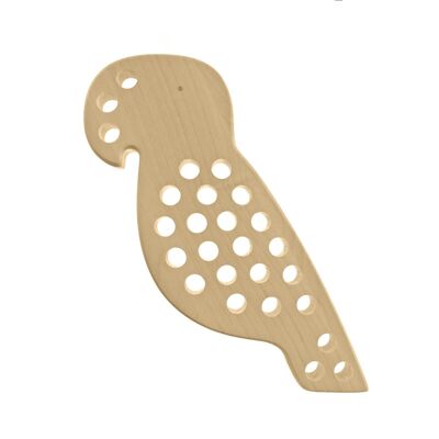 Perroquet / Jouet de laçage en bois d’érable
 / Maple lacing toy. Parrot