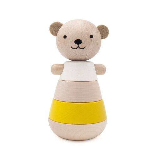 Ours empilable en bois - Jaune
