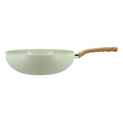 Celadon wok 28cm aluminum induction wood effect handle