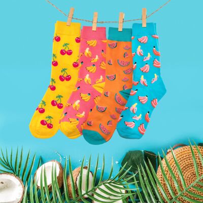 Box of Multicolored Fruit Socks (Set x4)
