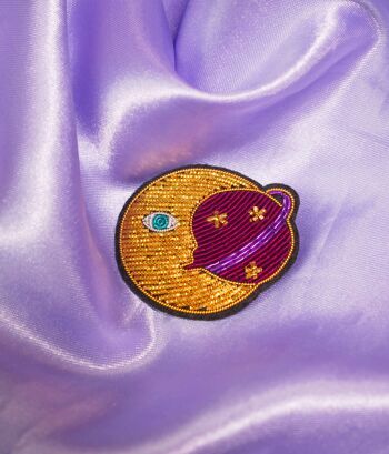 Broche Moon Magic fait main broderie cannetille - Mystic Witch 6
