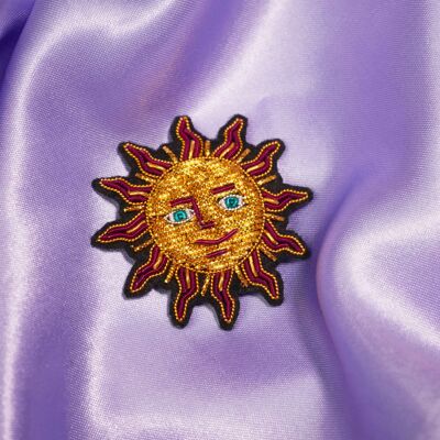 Broche Soleil Magic fait main broderie cannetille - Mystic Witch
