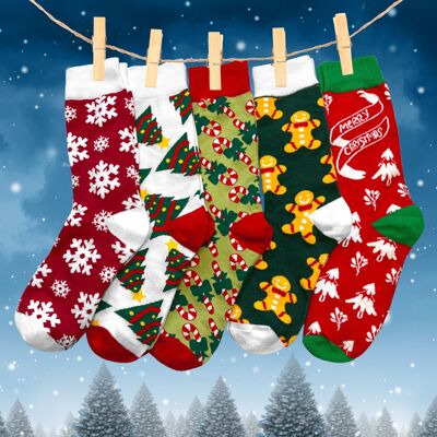Scatola di calzini invernali di Natale (set x5)