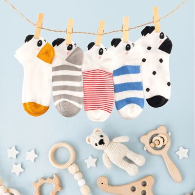 Scatola di calzini Panda per bambini e neonati (confezione da 5)