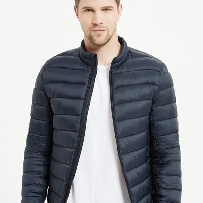 DARK BLUE high collar padded jacket