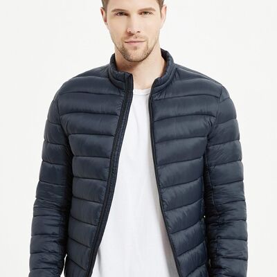 Padded jacket with high collar in large sizes DARK BLUE