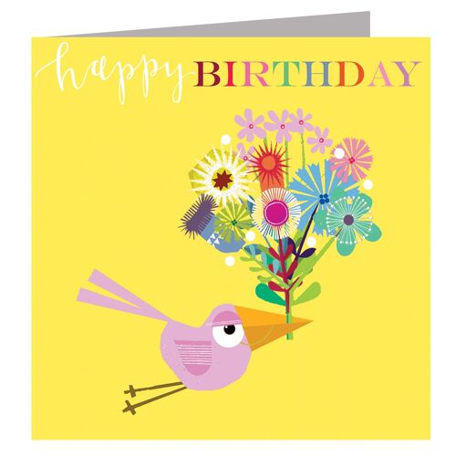 BH14 Bird And Flowers Birthday Card