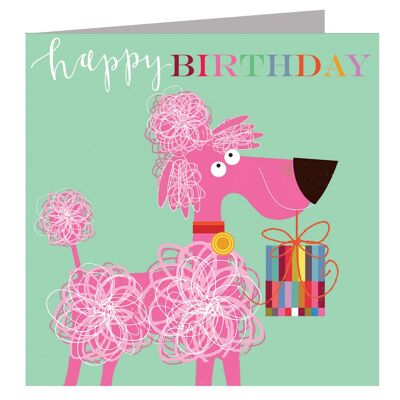 BH15 Mini Pink Poodle Birthday Card