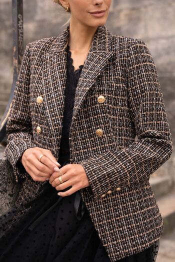 Veste blazer croisée en tweed - V2321R 2