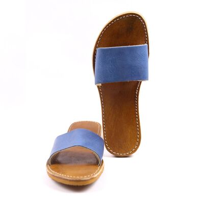 Sandale en cuir denim bleu