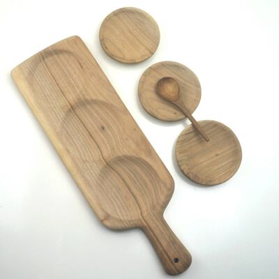Boards and 3 Plates, Hand made rounded soft Edge