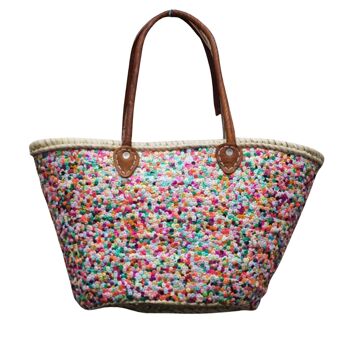 Sac Paille Bohème Paillettes Multicolores 2