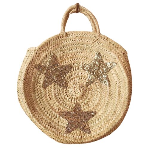round straw bag with star sequin