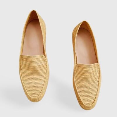 Summer Raffia moccasin loafers for men, raffia shoes