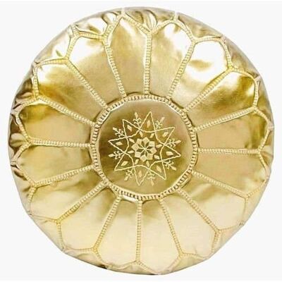 Unstuffed Ottoman Faux Leather Moroccan Pouf Gold
