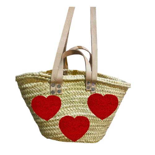 Valentine's Day 3 Big Hearts Straw Bag