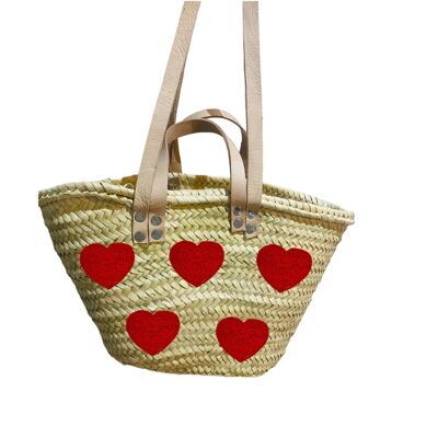 Sac en Paille Coeur Saint Valentin