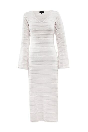 Robe Longue En Maille Amina Blanc Cassé 4