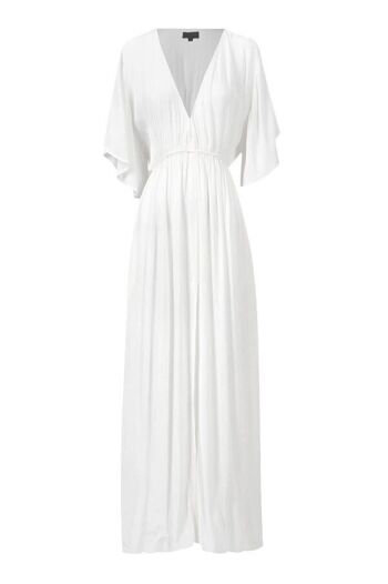 Robe longue à col en V Ani Blanc cassé 2