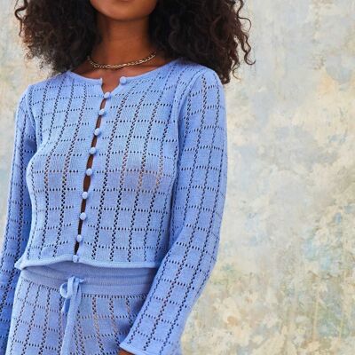 Malika Knit Cardigan Blue