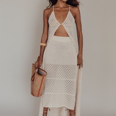 Alia Knit Midi Skirt Off White