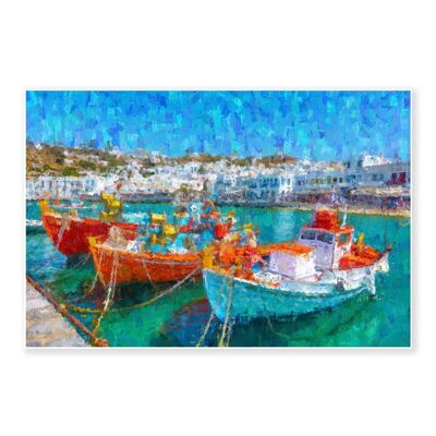 Fishing Boats In Portuguese Port Art Print 50x70cm